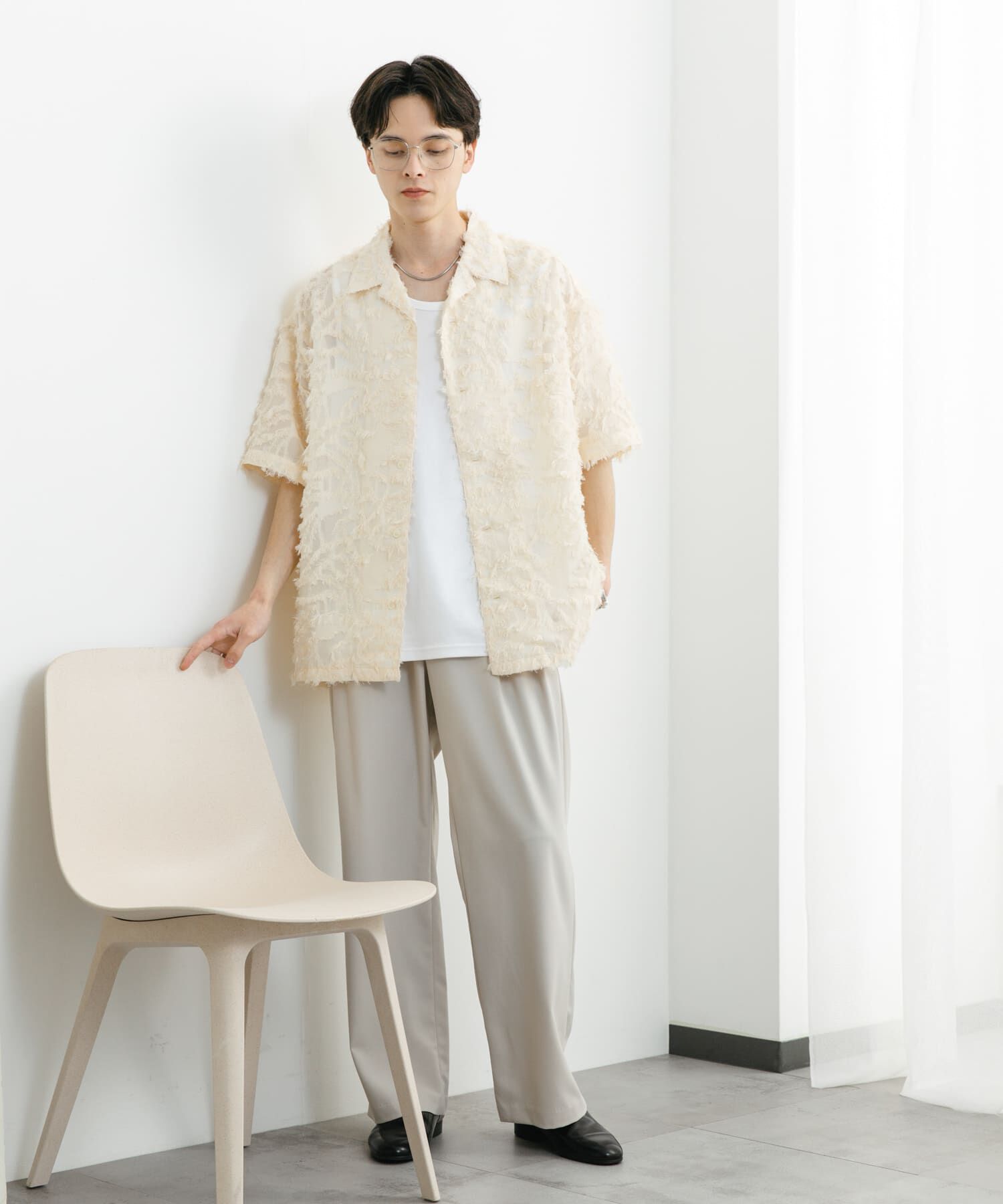 SENSE OF PLACE by URBAN RESEARCH「フリンジジャガードショートスリーブシャツ」|シャツ・ブラウス|