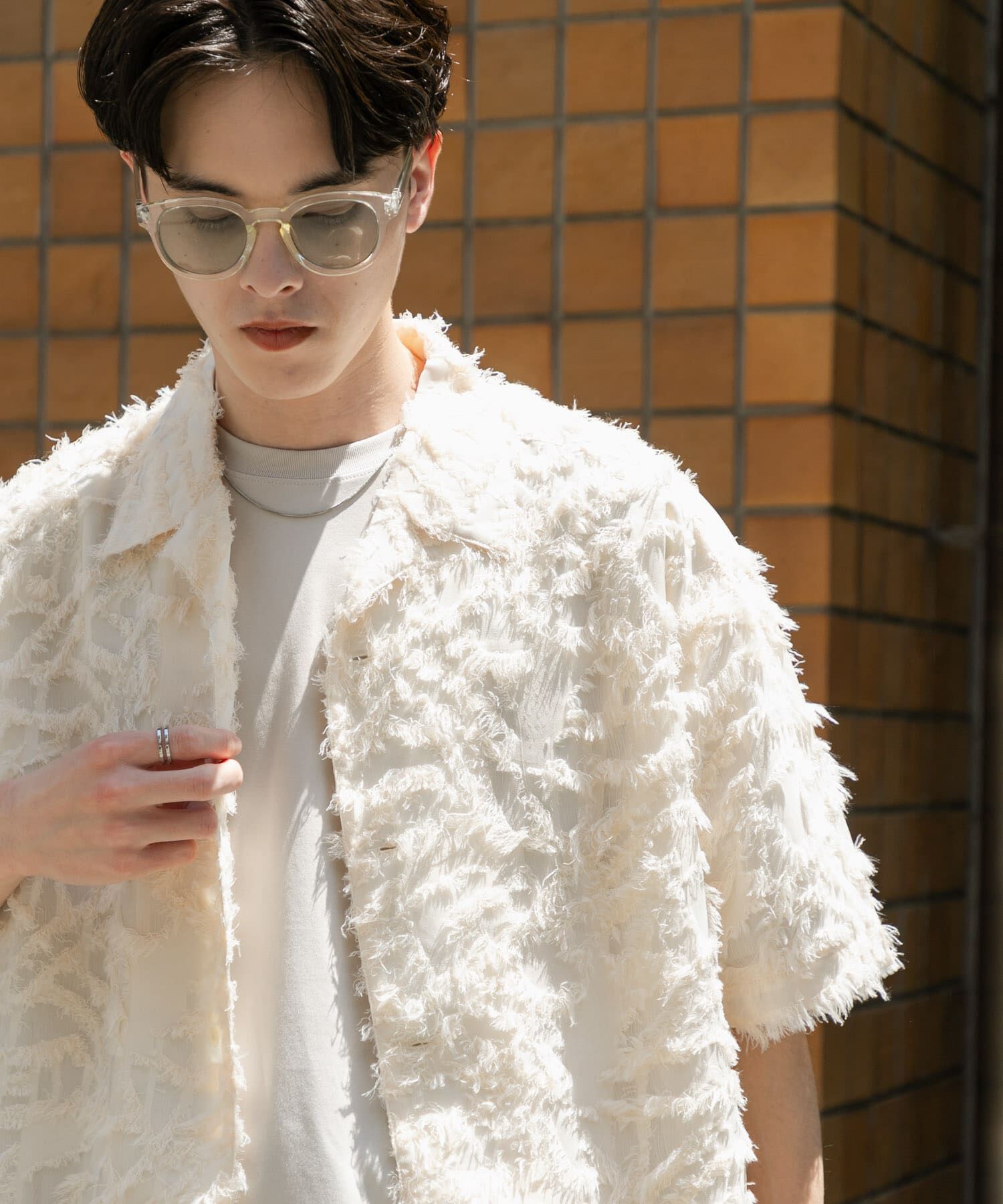 SENSE OF PLACE by URBAN RESEARCH「フリンジジャガードショートスリーブシャツ」|シャツ・ブラウス|