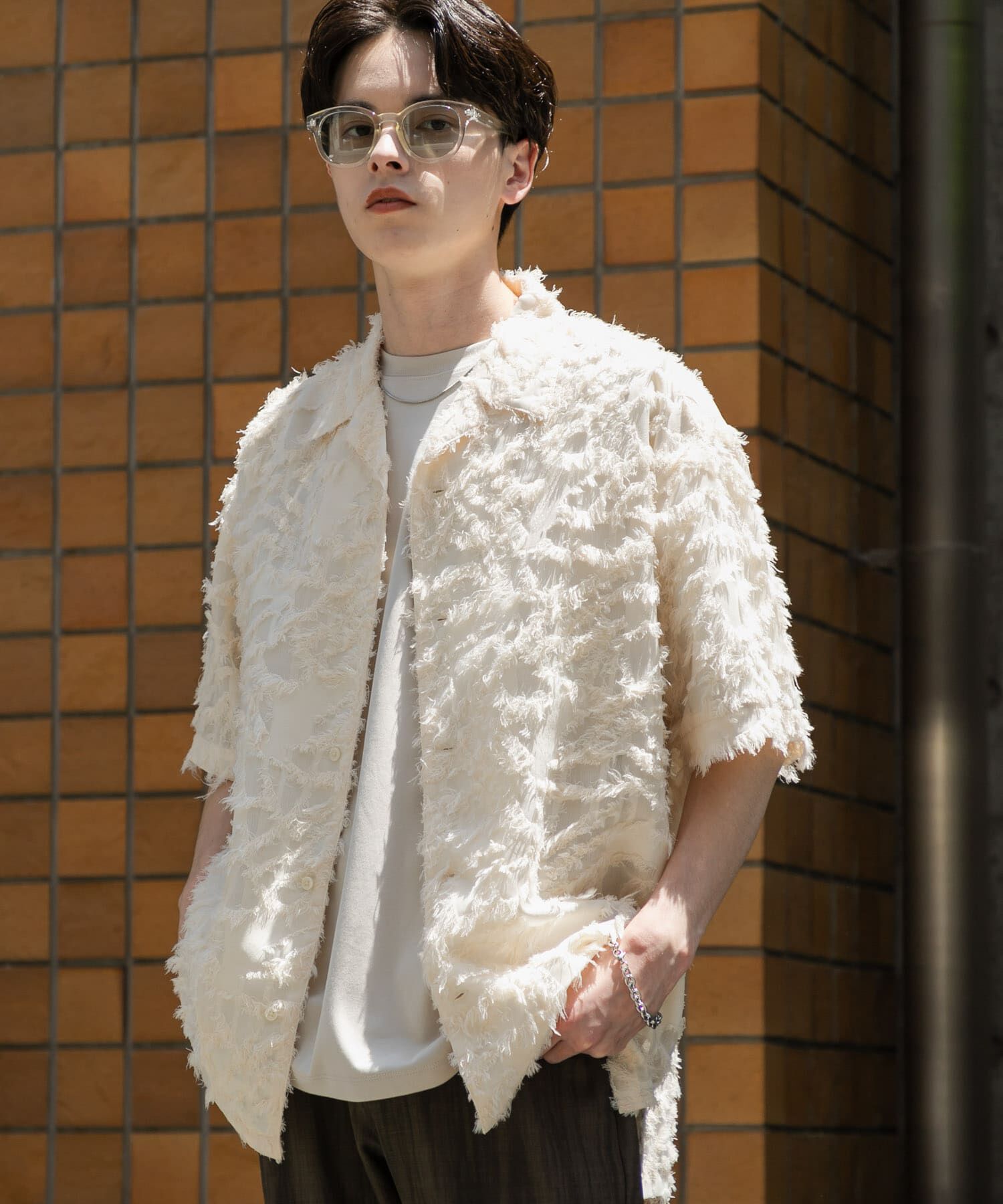 SENSE OF PLACE by URBAN RESEARCH「フリンジジャガードショートスリーブシャツ」|シャツ・ブラウス|