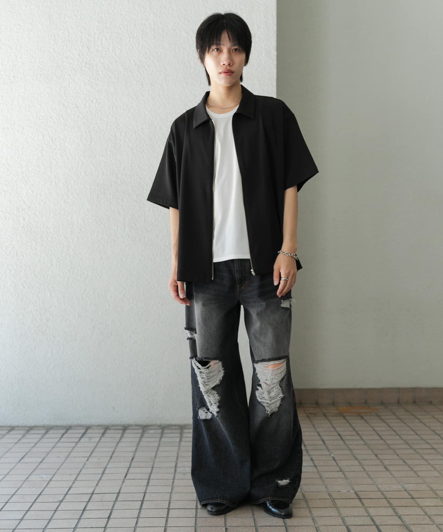 SENSE OF PLACE by URBAN RESEARCH「ZIPショートスリーブルーズシャツ」|シャツ・ブラウス|