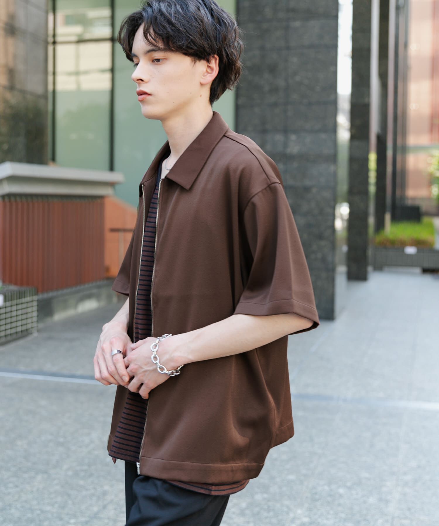 SENSE OF PLACE by URBAN RESEARCH「ZIPショートスリーブルーズシャツ」|シャツ・ブラウス|