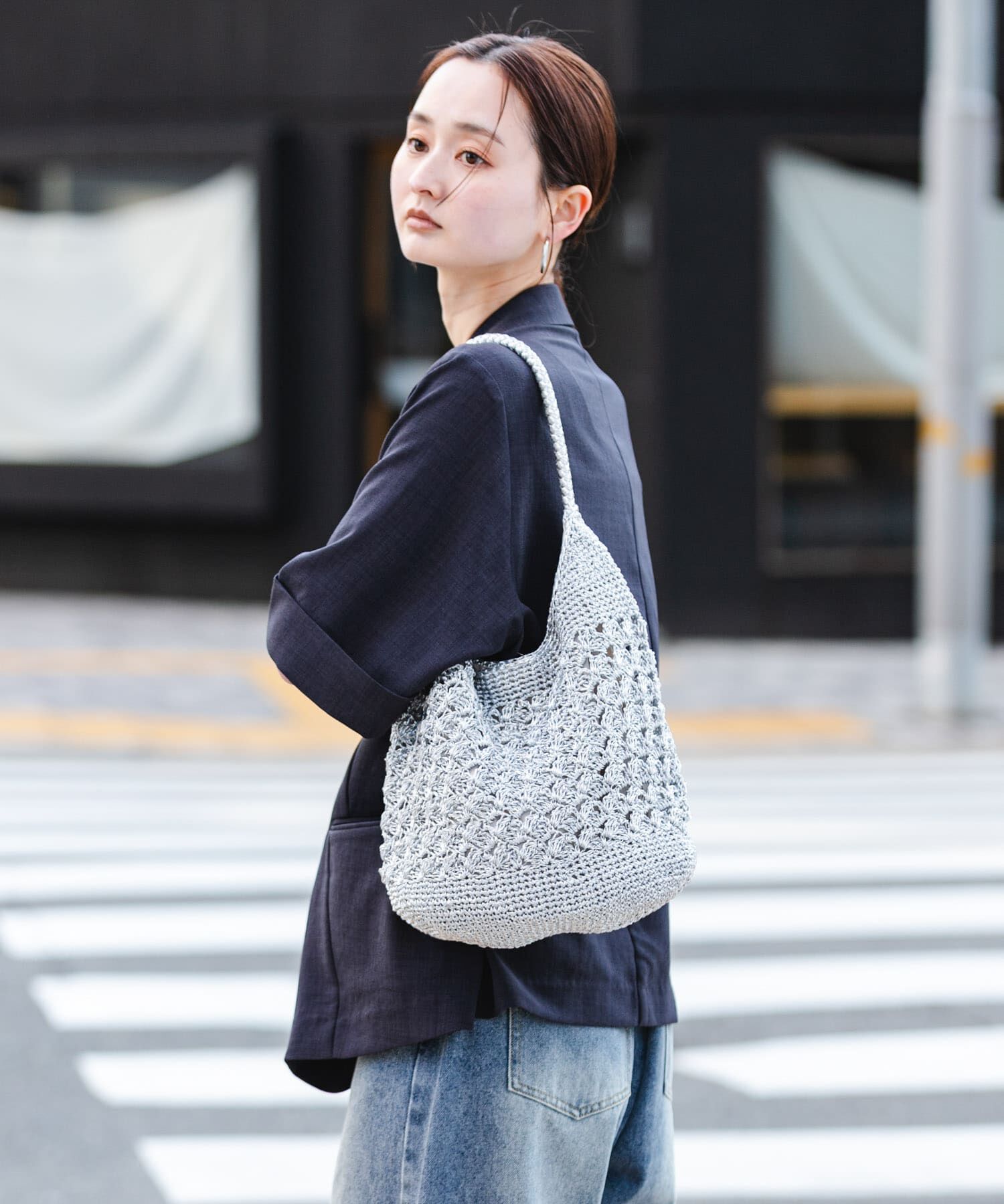 SENSE OF PLACE by URBAN RESEARCH「メタリックヤーンバッグ」|かごバッグ|