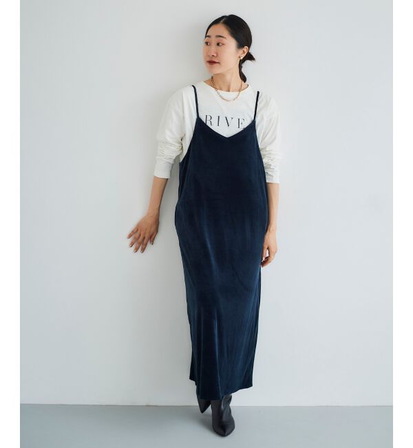 le.coeur blanc「ベロアキャミワンピース」|ワンピース|ネイビー