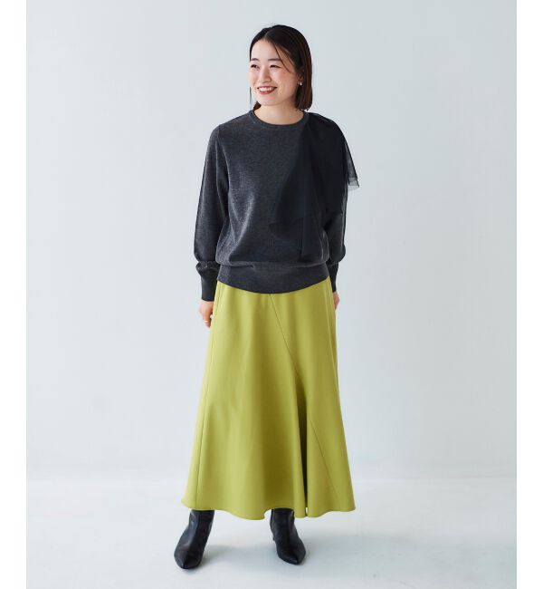 le.coeur blanc「《手洗い可能》カシミヤタッチフレアスカート」|フレア|