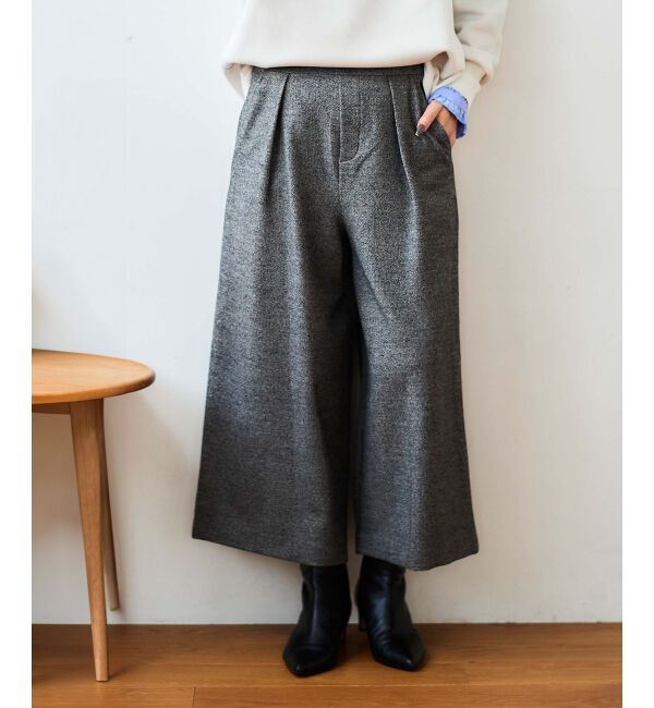 le.coeur blanc「ウォッシャブルツイードライクタックワイドクロップドパンツ」|その他|