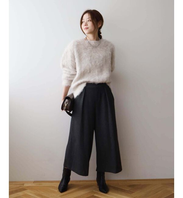 le.coeur blanc「ウォッシャブルツイードライクタックワイドクロップドパンツ」|その他|