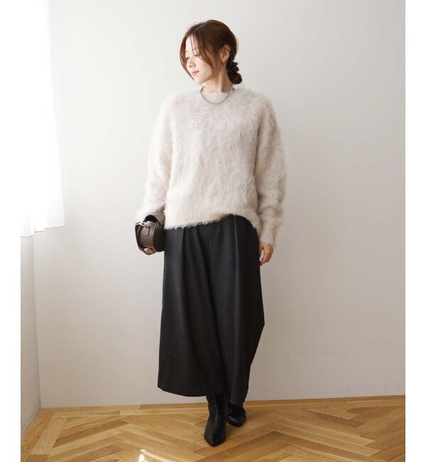 le.coeur blanc「ウォッシャブルツイードライクタックワイドクロップドパンツ」|その他|