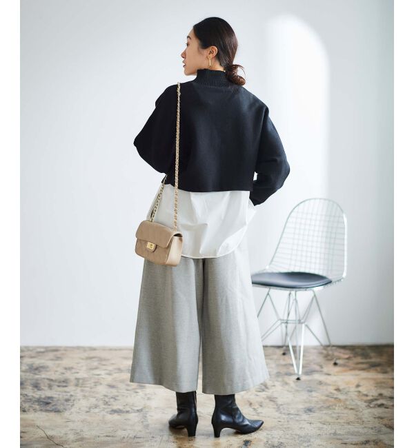 le.coeur blanc「ウォッシャブルツイードライクタックワイドクロップドパンツ」|その他|