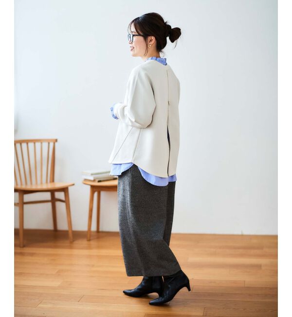 le.coeur blanc「ウォッシャブルツイードライクタックワイドクロップドパンツ」|その他|