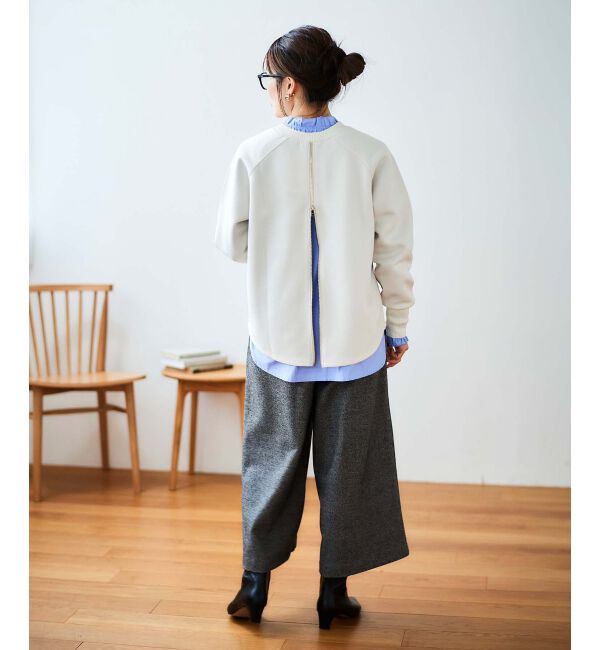 le.coeur blanc「ウォッシャブルツイードライクタックワイドクロップドパンツ」|その他|