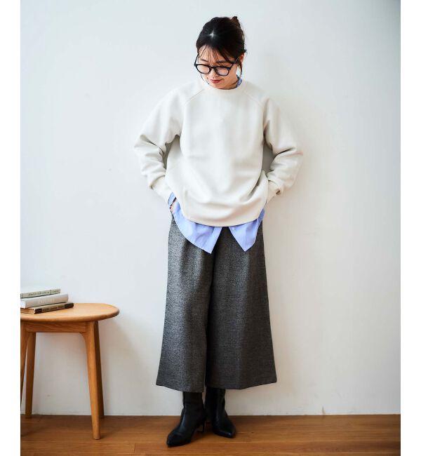 le.coeur blanc「ウォッシャブルツイードライクタックワイドクロップドパンツ」|その他|