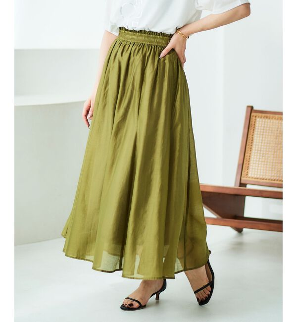 le.coeur blanc「《手洗い可能》キリカエギャザースカート」|スカート|オリーブ