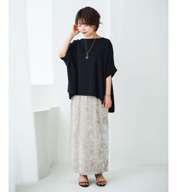 le.coeur blanc「《手洗い可能》クラッシュベロアIラインスカート」|スカート|