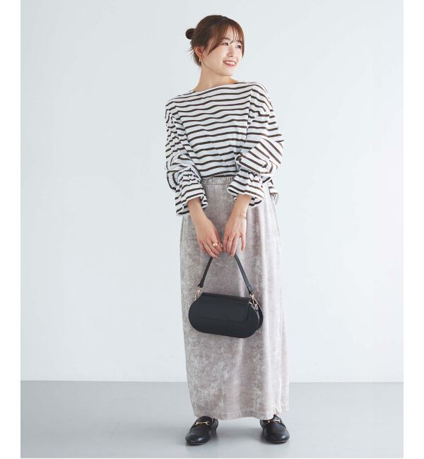 le.coeur blanc「《手洗い可能》クラッシュベロアIラインスカート」|スカート|