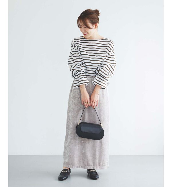 le.coeur blanc「《手洗い可能》クラッシュベロアIラインスカート」|スカート|