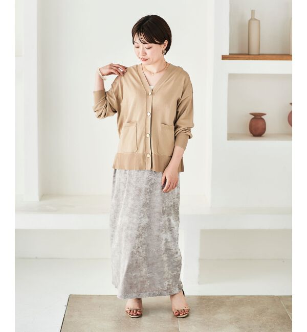 le.coeur blanc「《手洗い可能》クラッシュベロアIラインスカート」|スカート|