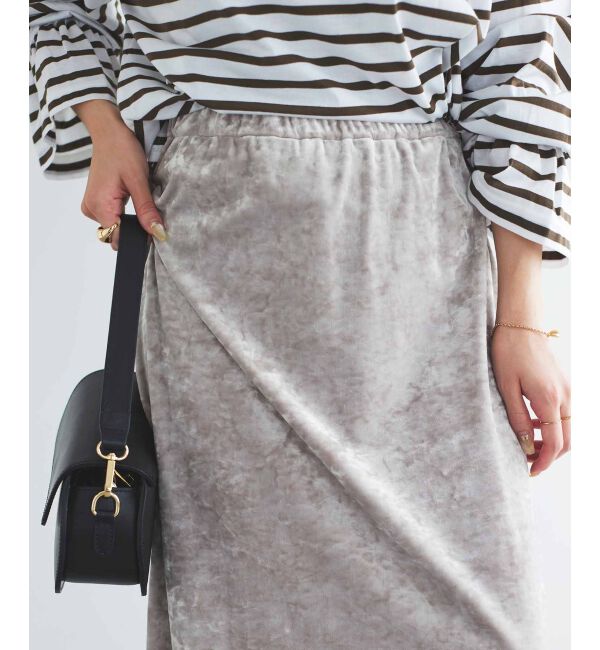 le.coeur blanc「《手洗い可能》クラッシュベロアIラインスカート」|スカート|