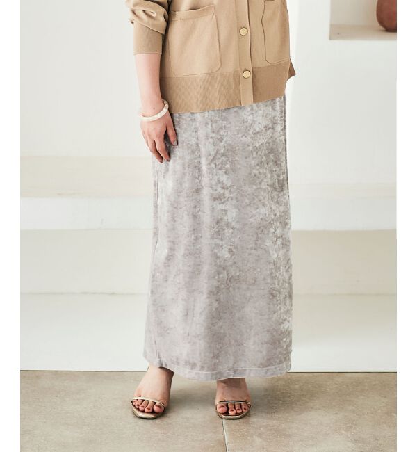 le.coeur blanc「《手洗い可能》クラッシュベロアIラインスカート」|スカート|
