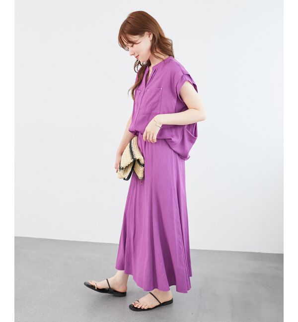  「《リラクシーな履き心地》リネンライクマーメイドスカート」|スカート|