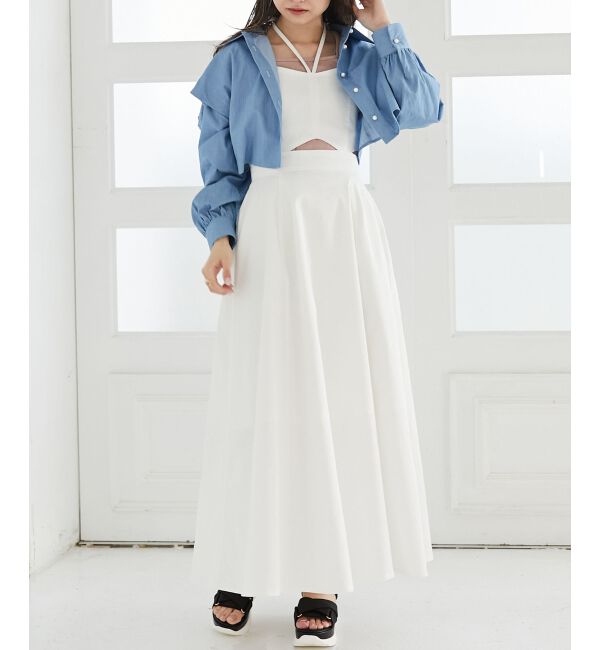 MAJESTICLEGON「パールボタン肩あきショートシャツ」|シャツ・ブラウス|