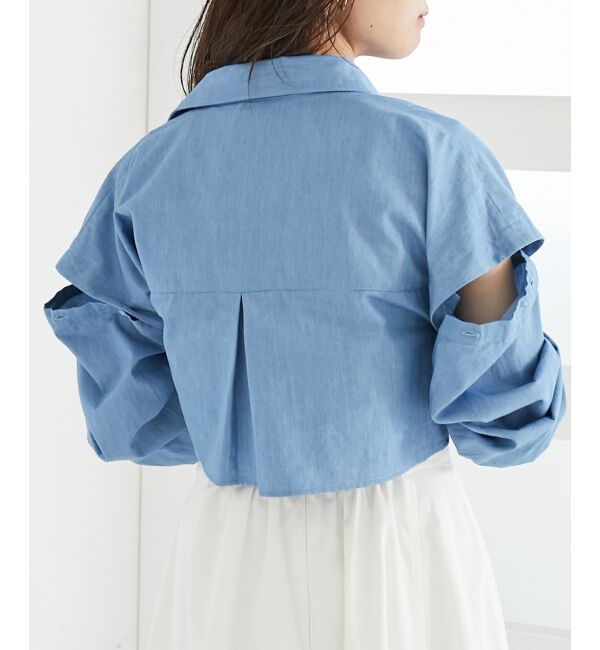 MAJESTICLEGON「パールボタン肩あきショートシャツ」|シャツ・ブラウス|