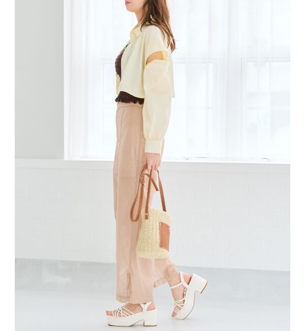 MAJESTICLEGON「パールボタン肩あきショートシャツ」|シャツ・ブラウス|