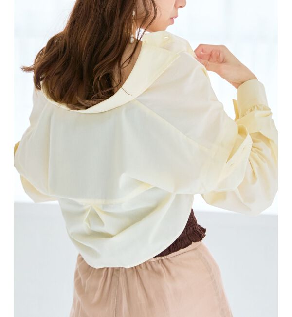 MAJESTICLEGON「パールボタン肩あきショートシャツ」|シャツ・ブラウス|