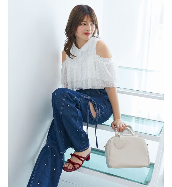  「ハートチャームセットスクエアボストン」|ボストンバッグ|