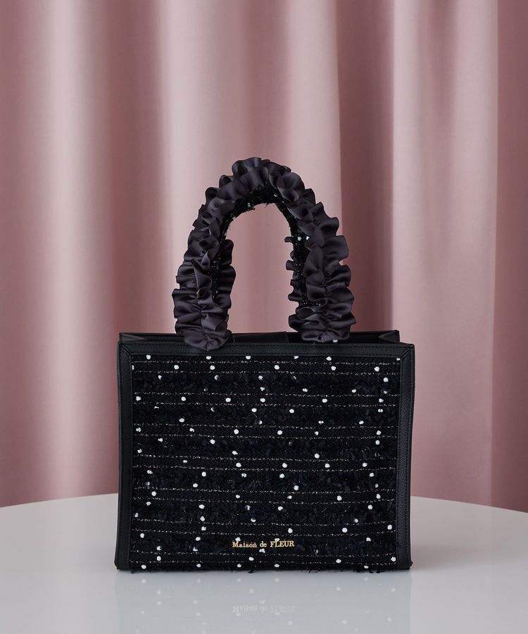 Maison de FLEUR「LINTONツイードスクエアフリルトートバッグ」|トートバッグ|