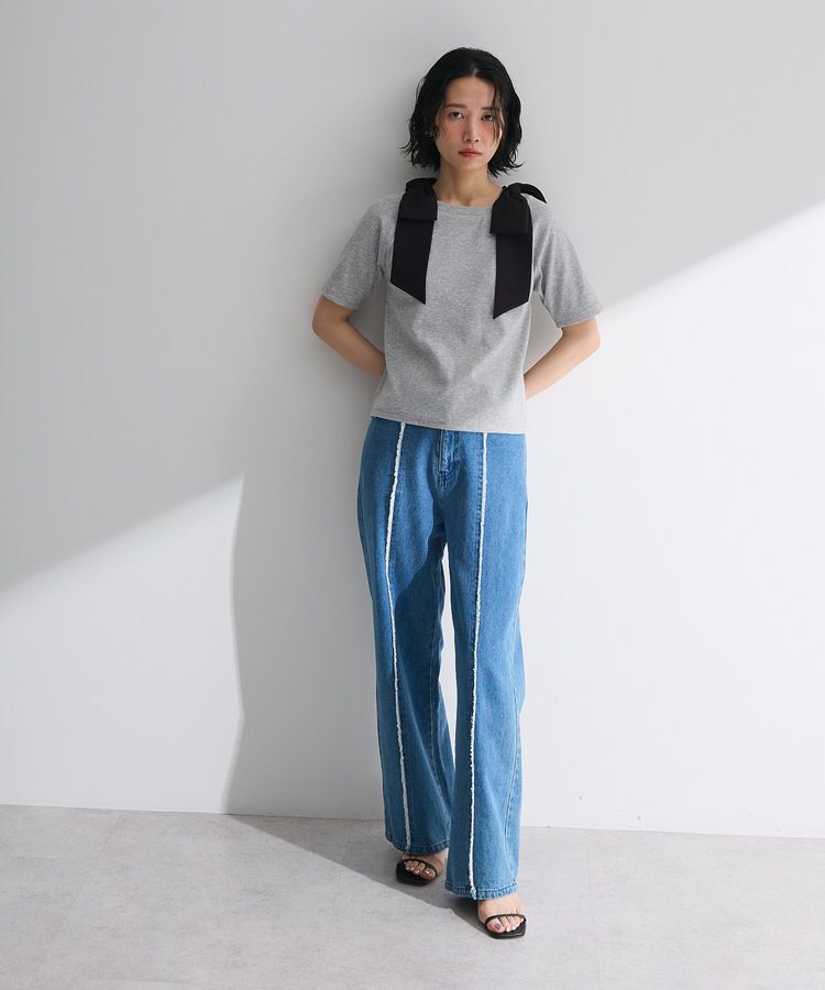 Green Parks「・swing by ショルダーリボンリブカットソー」|Tシャツ・カットソー|