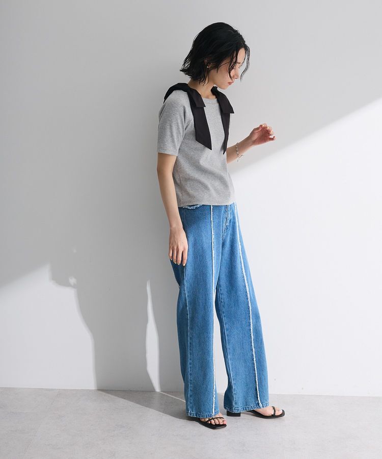 Green Parks「・swing by ショルダーリボンリブカットソー」|Tシャツ・カットソー|