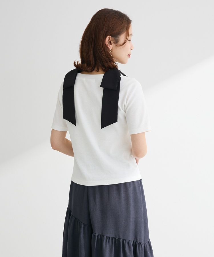 Green Parks「・swing by ショルダーリボンリブカットソー」|Tシャツ・カットソー|