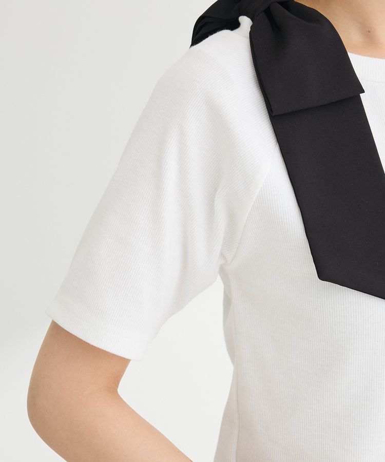 Green Parks「・swing by ショルダーリボンリブカットソー」|Tシャツ・カットソー|