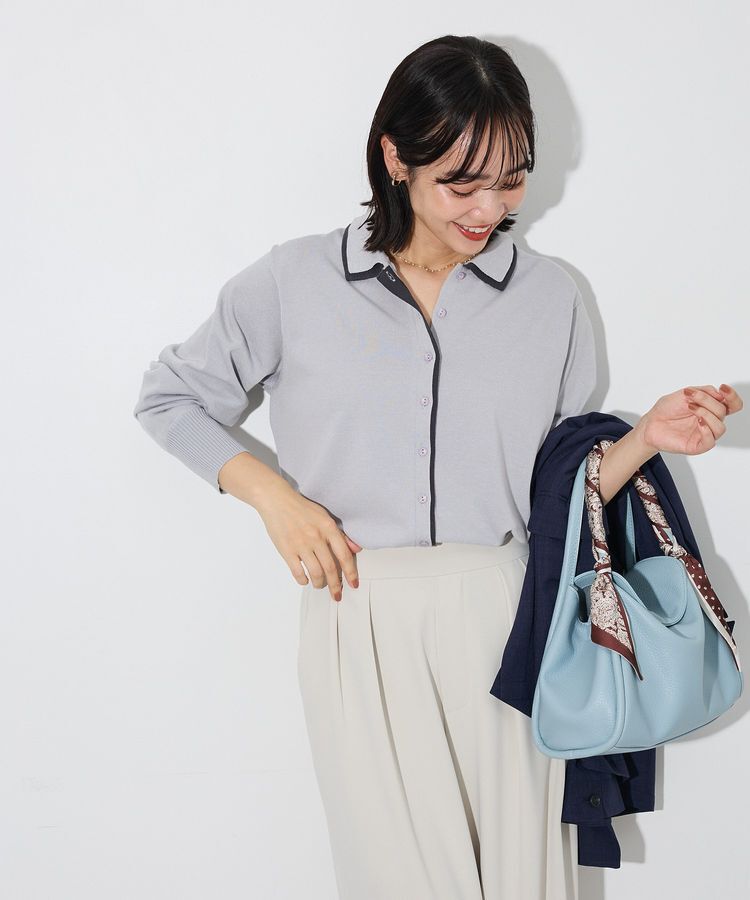 Green Parks「ここちニット衿付き配色プルオーバー」|ニット・セーター|