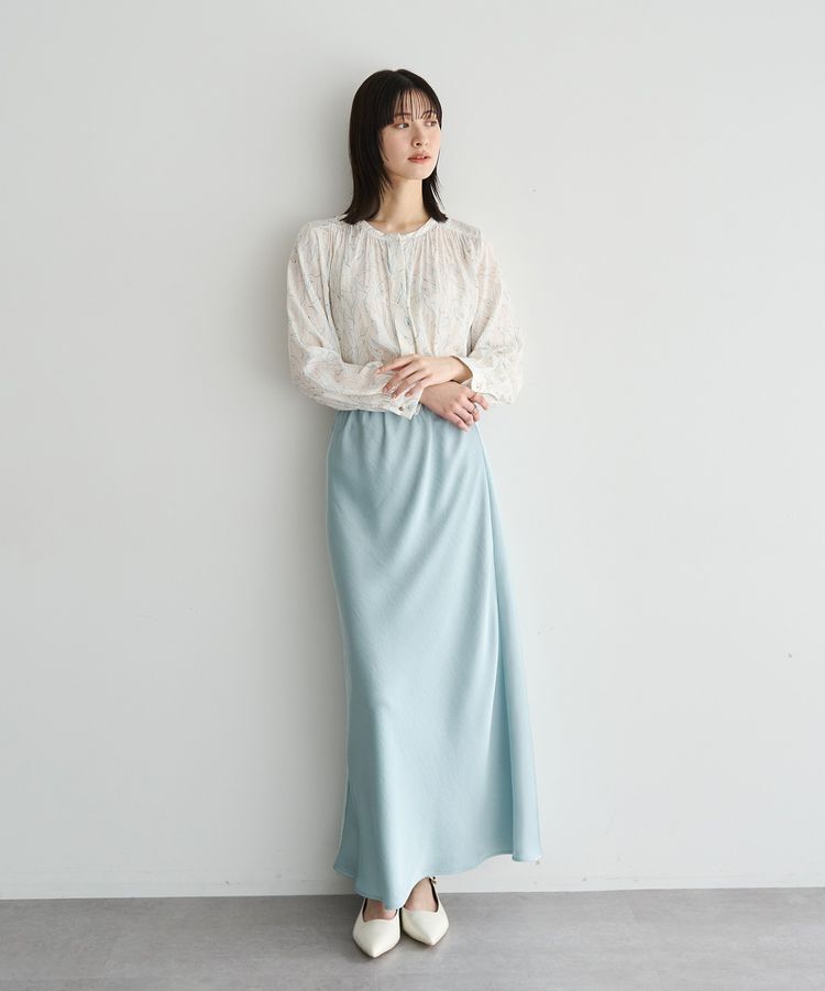 YECCA VECCA「ラインフラワー柄ギャザーブラウス」|シャツ・ブラウス|