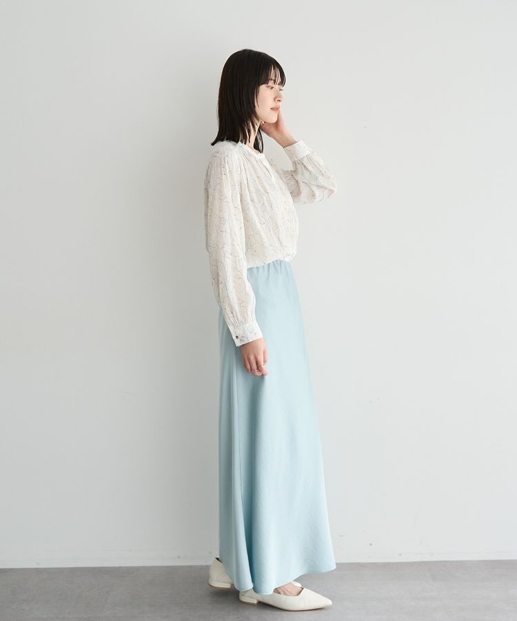 YECCA VECCA「ラインフラワー柄ギャザーブラウス」|シャツ・ブラウス|