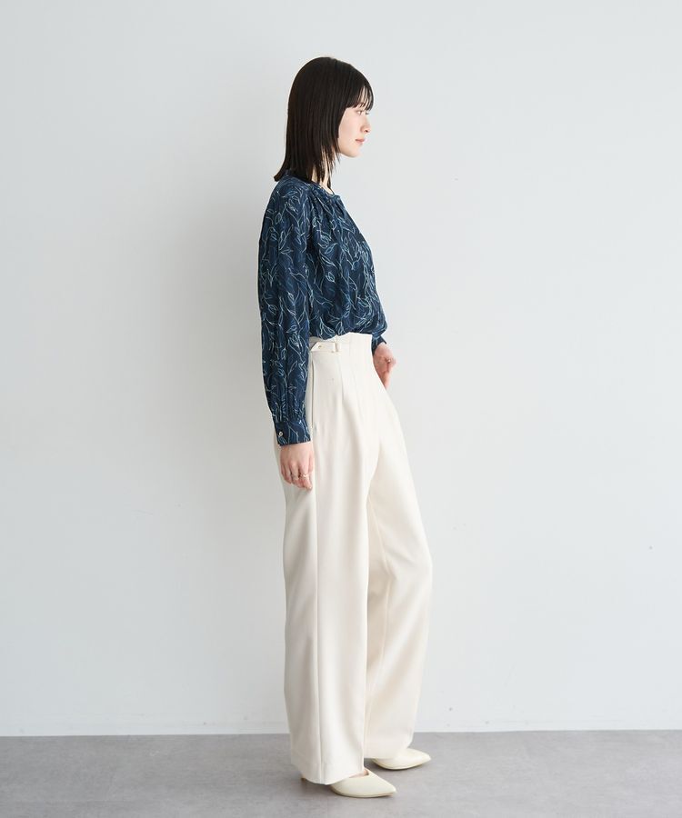 YECCA VECCA「ラインフラワー柄ギャザーブラウス」|シャツ・ブラウス|