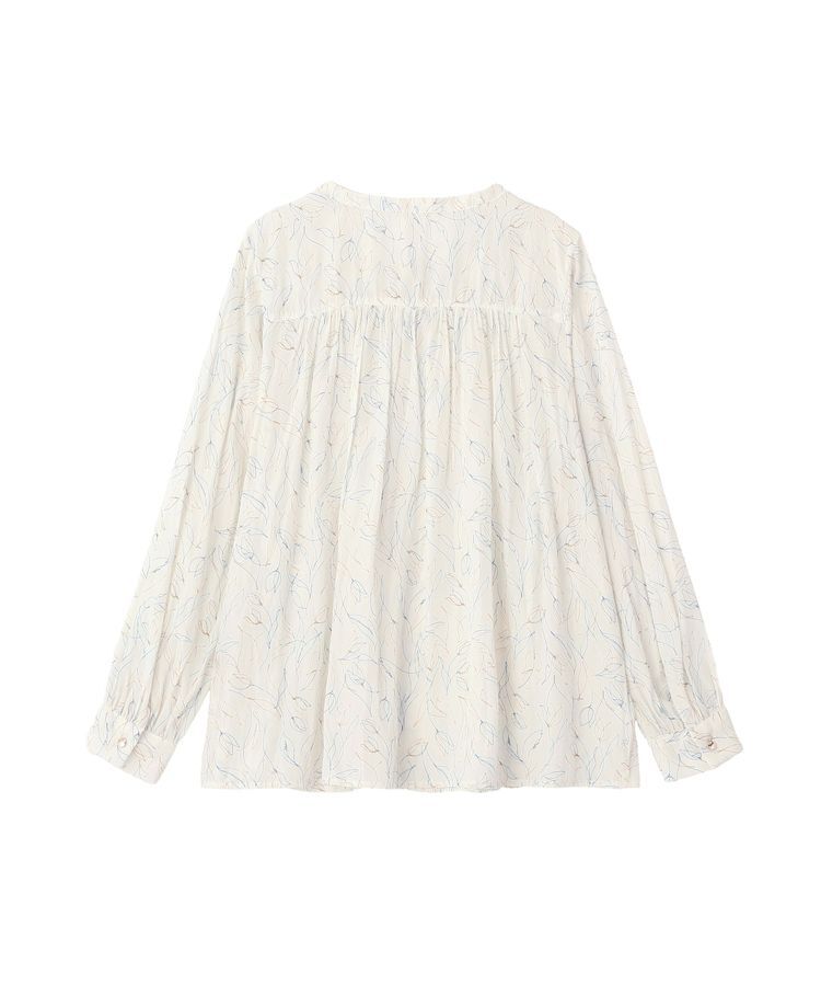 YECCA VECCA「ラインフラワー柄ギャザーブラウス」|シャツ・ブラウス|