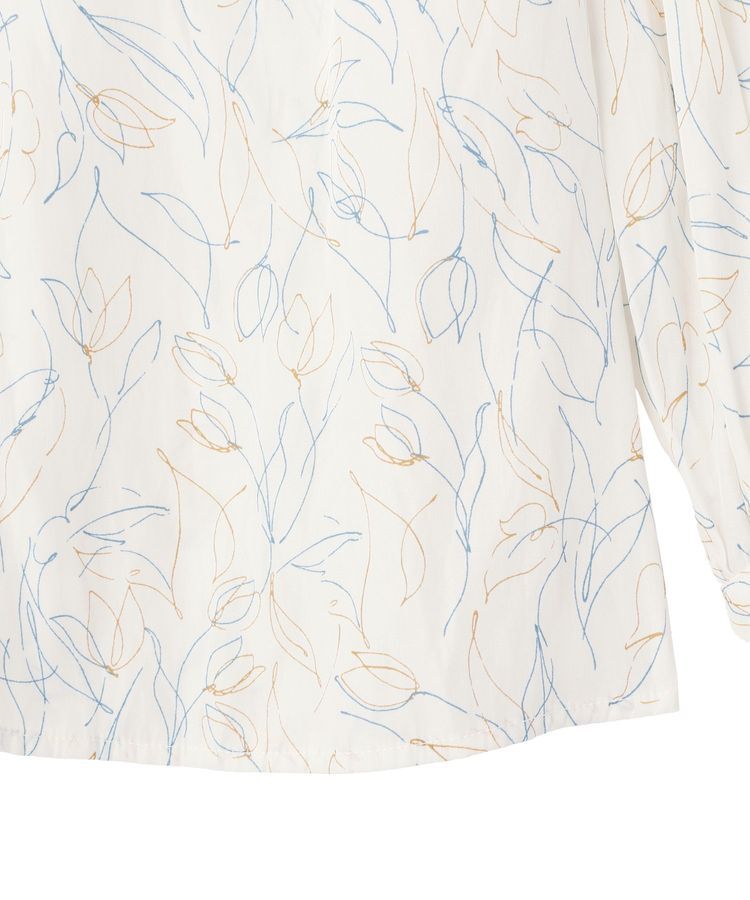 YECCA VECCA「ラインフラワー柄ギャザーブラウス」|シャツ・ブラウス|
