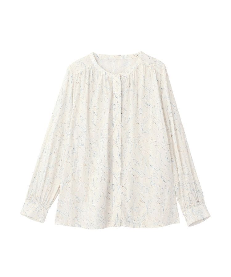 YECCA VECCA「ラインフラワー柄ギャザーブラウス」|シャツ・ブラウス|