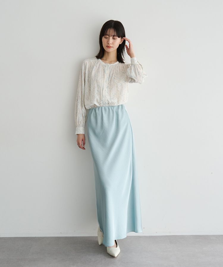 YECCA VECCA「ラインフラワー柄ギャザーブラウス」|シャツ・ブラウス|