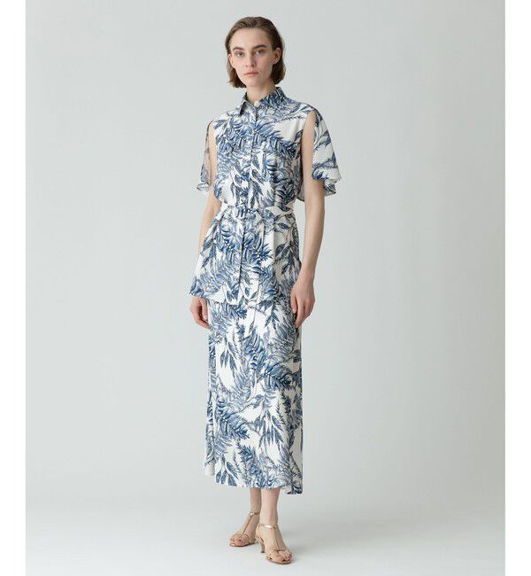 allureville「リーフプリントサイドギャザースカート」|スカート|