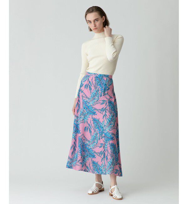 allureville「リーフプリントサイドギャザースカート」|スカート|