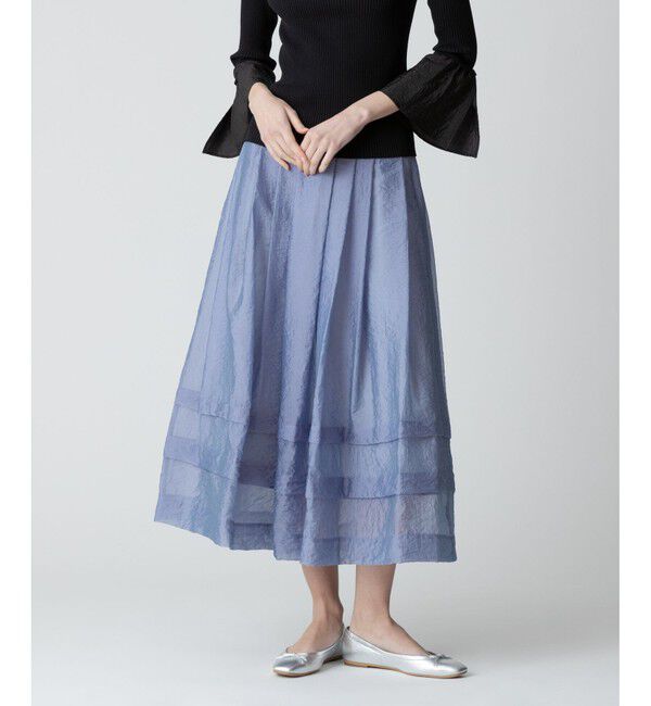 allureville「シアーオーガンタックギャザースカート」|スカート|ブルー