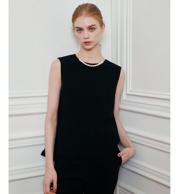 LOULOU WILLOUGHBY「【LOULOU WILLOUGHBY】パールネックレス付きフリルブラウス」|シャツ・ブラウス|