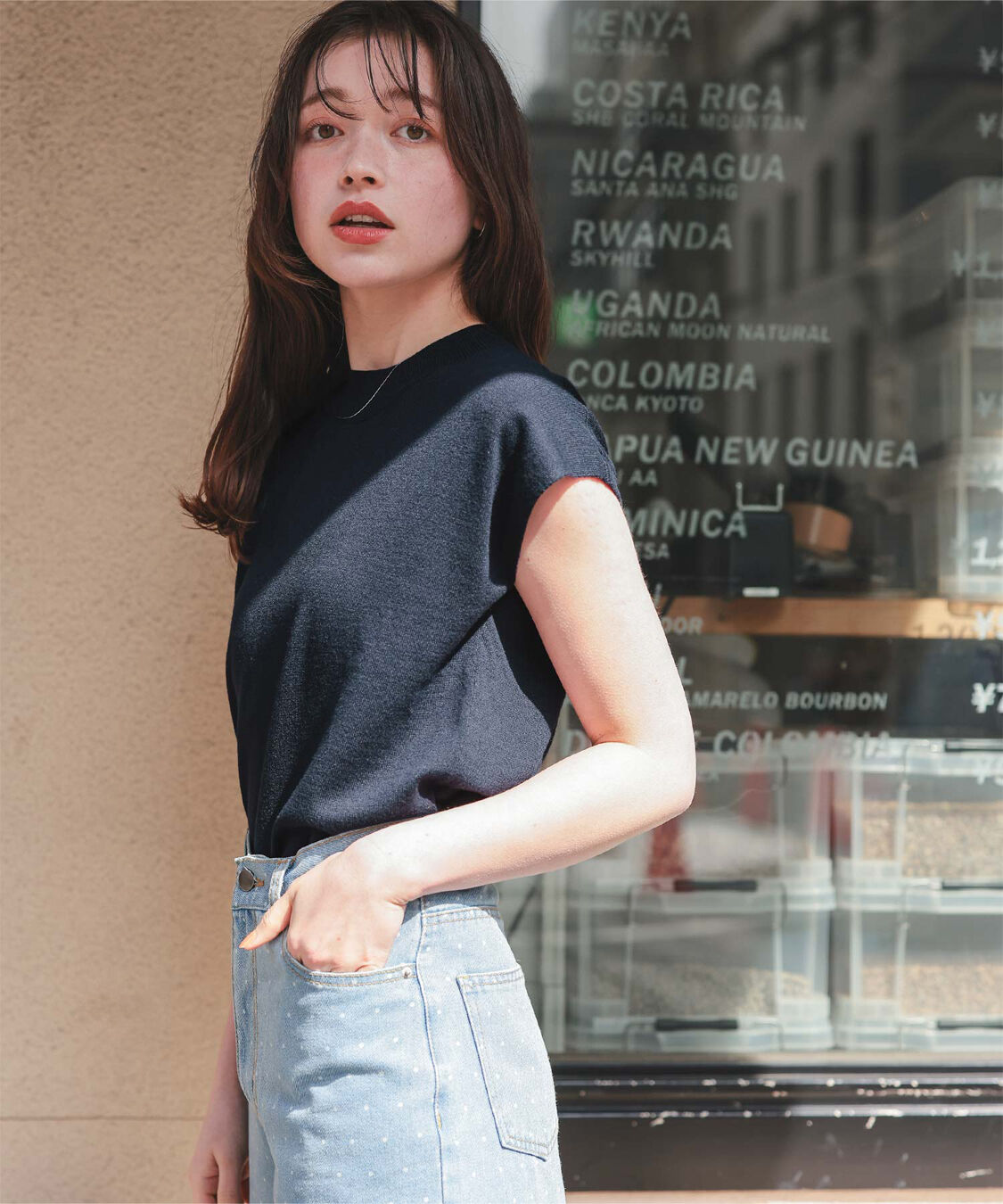 titivate「ベーシックフレンチスリーブライトニット」|ニット・セーター|