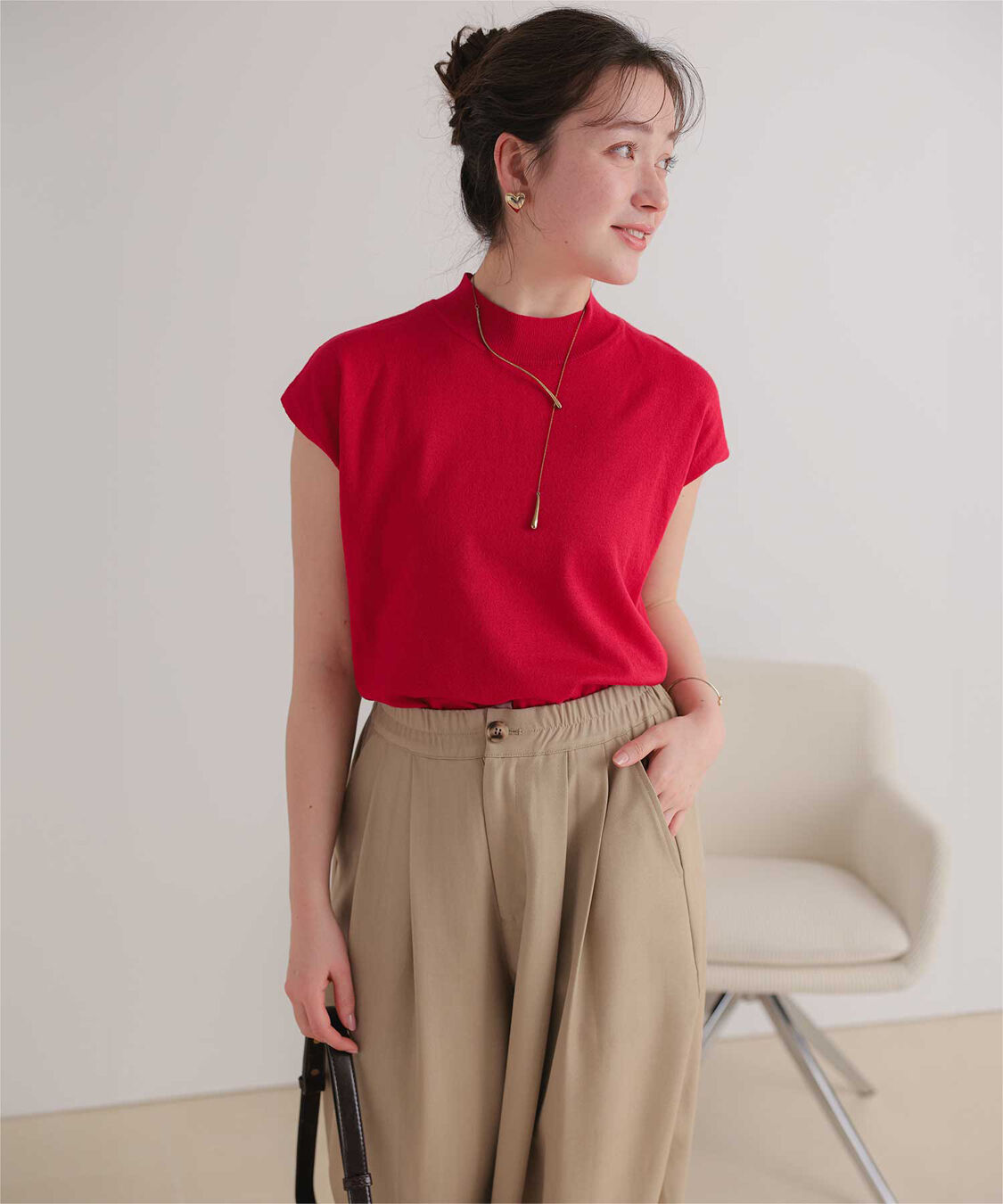 titivate「ベーシックフレンチスリーブライトニット」|ニット・セーター|