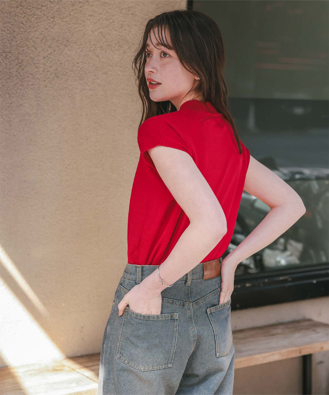 titivate「ベーシックフレンチスリーブライトニット」|ニット・セーター|