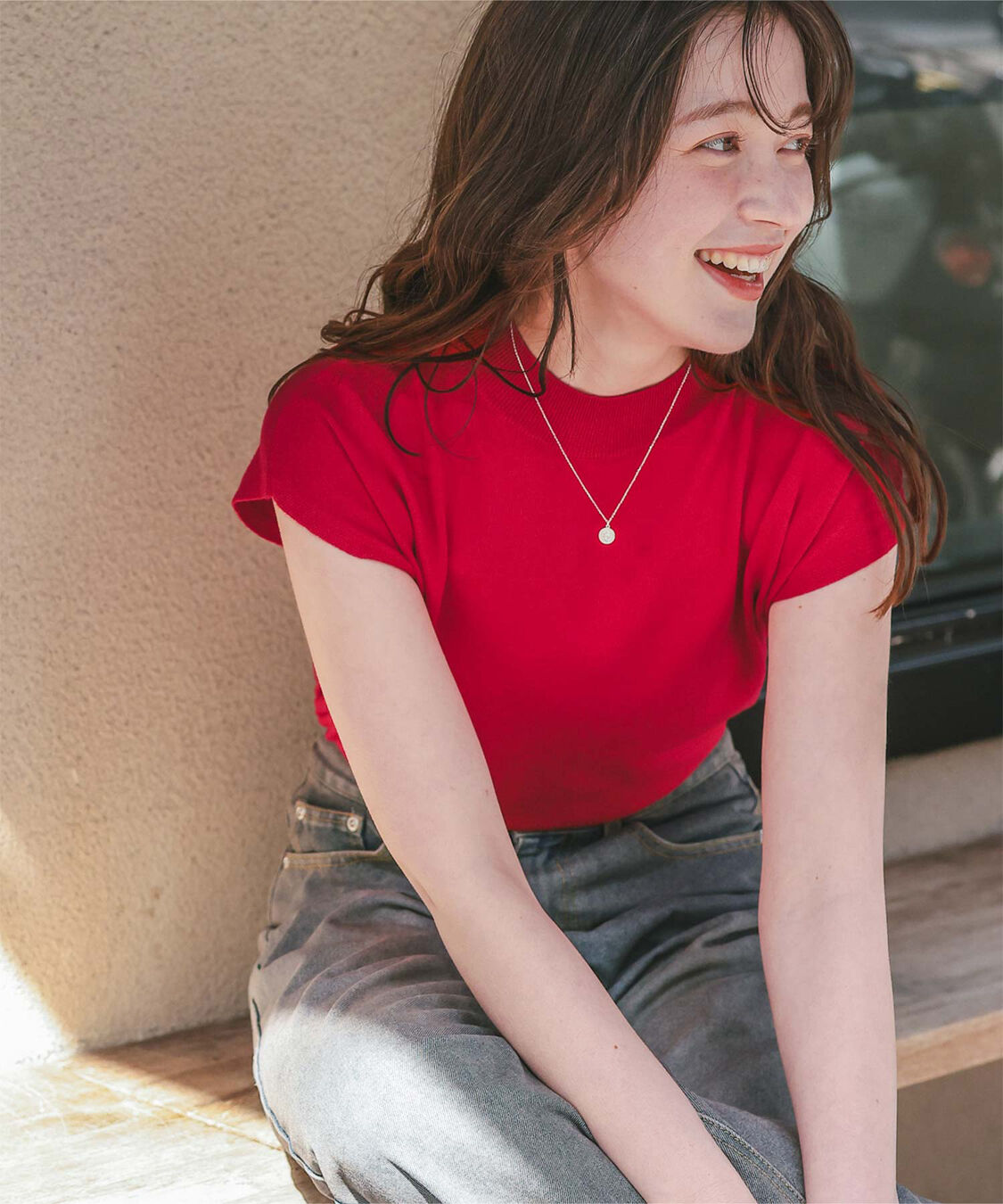 titivate「ベーシックフレンチスリーブライトニット」|ニット・セーター|