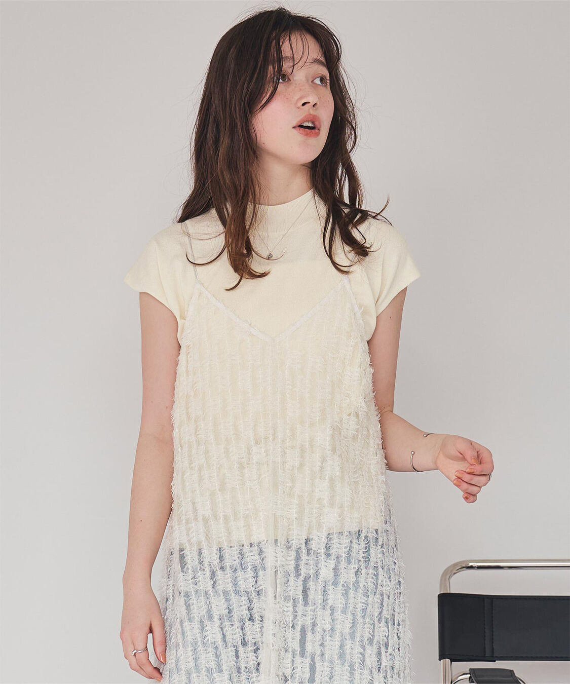 titivate「ベーシックフレンチスリーブライトニット」|ニット・セーター|